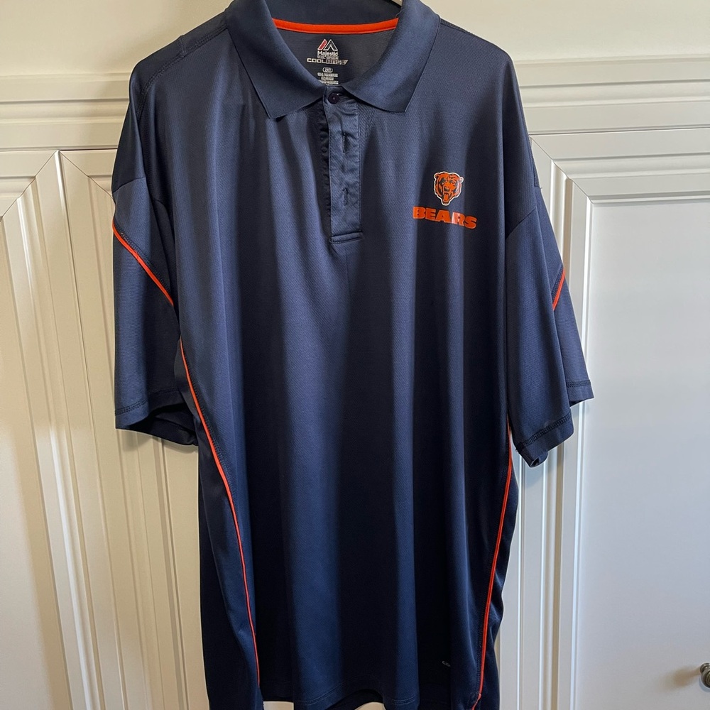 Majestic Chicago Bears Navy Blue Polo Shirt Performance Style